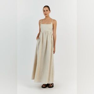 DISSH Sunny Natural Linen Midi Dress Size 4